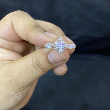 Diamond Cut Morganite White Zircon Statement Ring