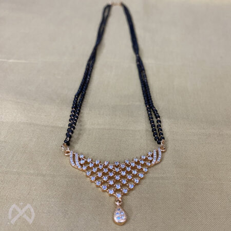 Fancy Rose Gold Plated American Diamond Mangalsutra for Daily Use
