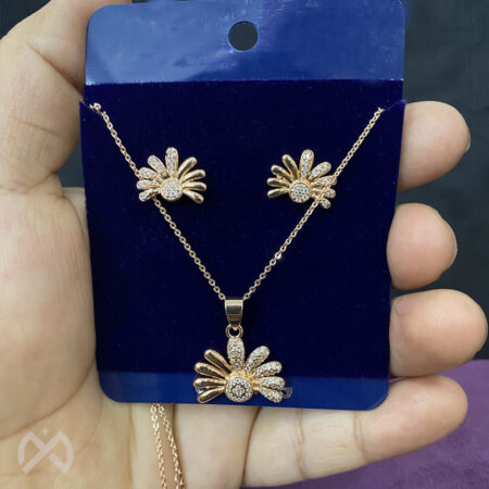 Floral Pendant Necklace with Matching Earrings