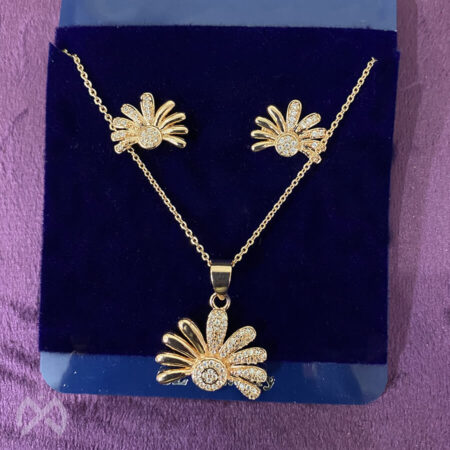Floral Pendant Necklace with Matching Earrings