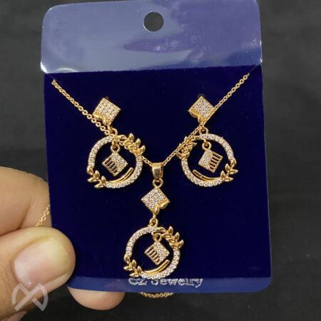 Gold Plated Pendant with Chain and Matching Earring Set
