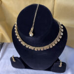 Gold Tone Zircon Pearls Contemporary Necklace Set