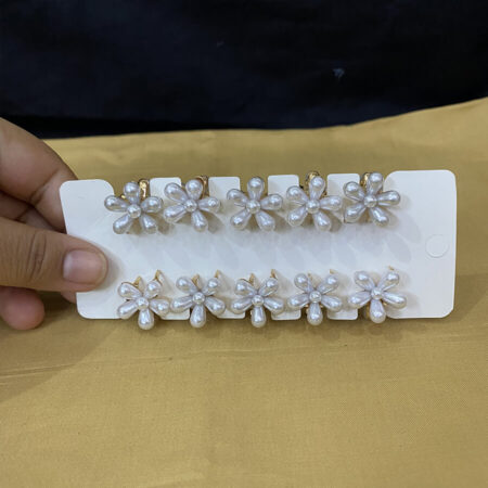 Korean Style Trendy White Mini Pearl Claw Clips Flower Design