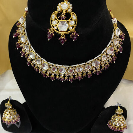 Kundan Meenakari Pearl Choker Necklace Set