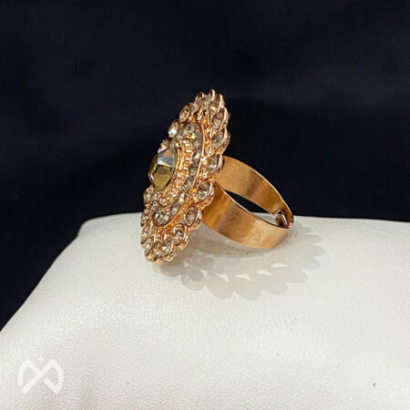 Polki Kundan Gold Plated Adjustable Ring