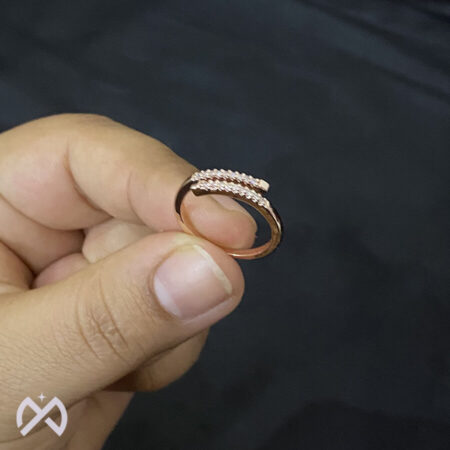 Rose Gold Plated Brass Bypass Ring for Women and Girls