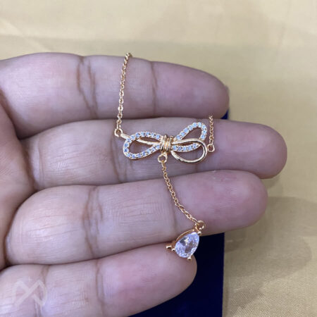 Rose Gold Sterling Silver Butterfly Bow Knot Pendant